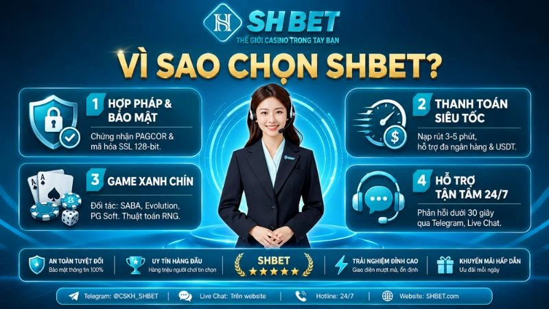 Lý do hàng triệu hội viên chọn SHBET: Pháp lý PAGCOR minh bạch, nạp rút siêu tốc và bảo mật dữ liệu tuyệt đối.
